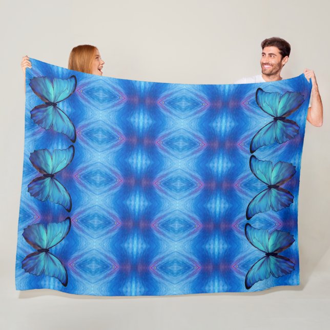 Stor Fleece Blanket Blue Butterflies (På plats)