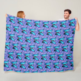 Stor Fleece Blanket Blue Butterfly/Lavender