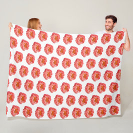 Stor Fleece Blanket Coral Peonies