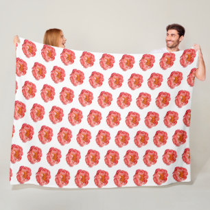 Stor Fleece Blanket Coral Peonies