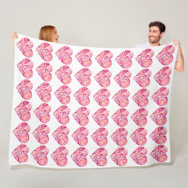 Stor Fleece Blanket - Hearts design