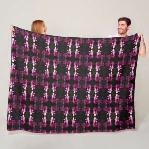 Stor Fleece Blanket Lila Orchids/Black