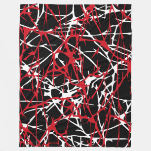 Stor Fleece Blanket, modern, abstrakt, rött, svart