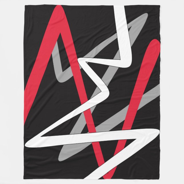 Stor Fleece Blanket, modern, abstrakt, svart, röd (Framsidan)