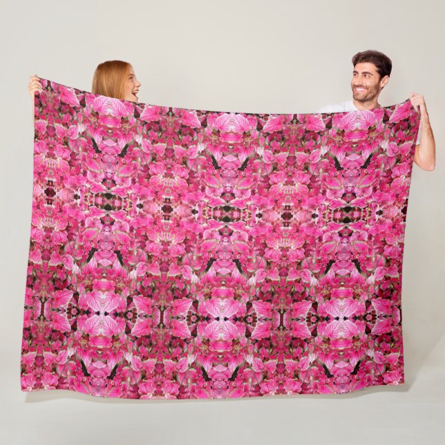 Stor Fleece Blanket Rosa Löv (På plats)