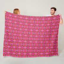 Stor Fleece Blanket Rosa Peonies Mönster.