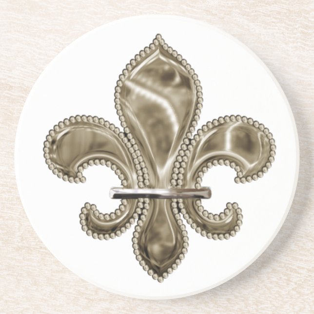 Stor Fleur de Lis Design Sandstone Underlägg (Framsidan)