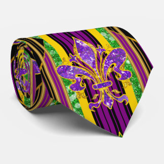 Stor Fleur de Lis guldrandig Mardi Gras slips