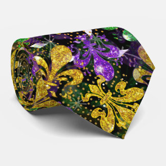 Stor Fleur de Lis guldrandig Mardi Gras slips