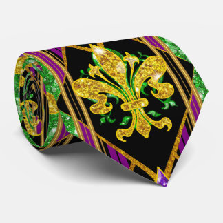 Stor Fleur de Lis-randig Mardi Gras-halsduk Slips