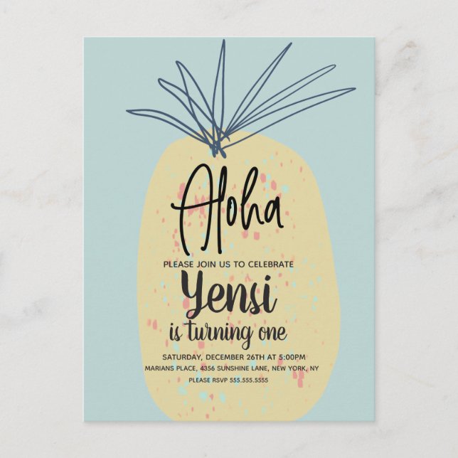 Stor födelsedagsdesign med ananas tropisk sommar A Vykort (Framsida)