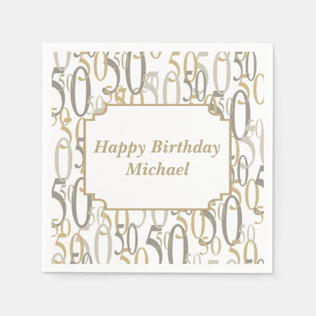 Stor Födelsedagsfest på 50 Personliger Pappersservett (Framsidan)