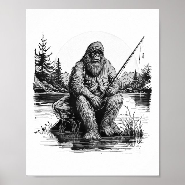 Stor Fot Fiske Fiske Rolig Sasquatch Fisk  Poster (Framsidan)