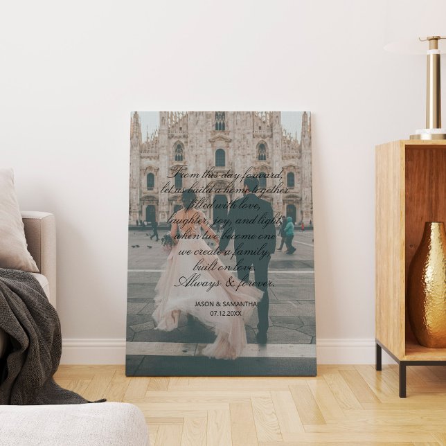 Stor Foto Bröllopsgåva Manus Kalligrafi Löften Canvastryck (Big Photo Wedding Gift Script Calligraphy Vows Canvas Print
)