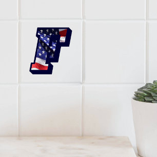 Stor fotokeramisk platta i amerikanska Flagga "F" Kakelplatta