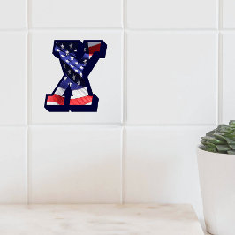 Stor fotokeramisk platta i amerikanska Flagga "X" Kakelplatta