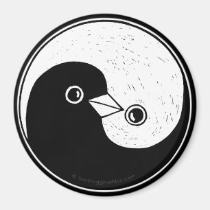 Stor Fridge Magnet med YinYang fredsduvor.