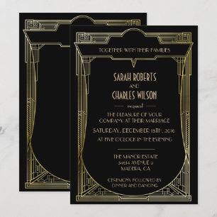 Stor Gatsby Art Deco Bröllopsinbjudan Inbjudningar