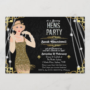 Stor Gatsby Flapper Flicka Henfest Inbjudan
