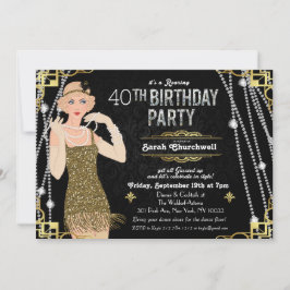 Stor Gatsby Flapper Flickas Födelsedagsinbjudan Inbjudningar