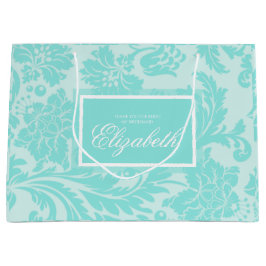 Stor gåvesenter i teal-damask
