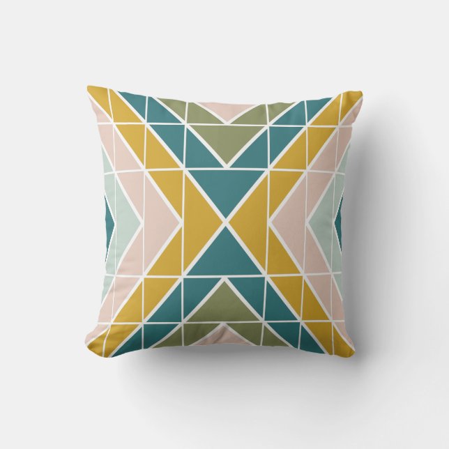 Stor geometrisk Mönster i Pastel Earth Tones Kudde (Framsida)