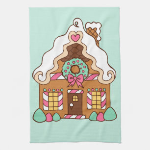 Stor Gingerbread House Jul Köksduk Kökshandduk