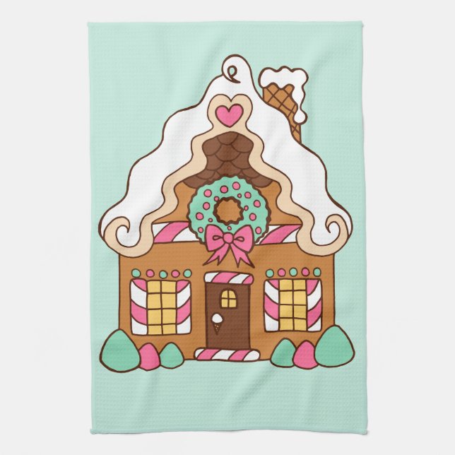 Stor Gingerbread House Jul Köksduk  Kökshandduk (Vertikal)
