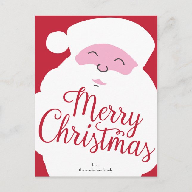 Stor Glad Tomte - God Jul - Röd Helg Vykort (Framsida)