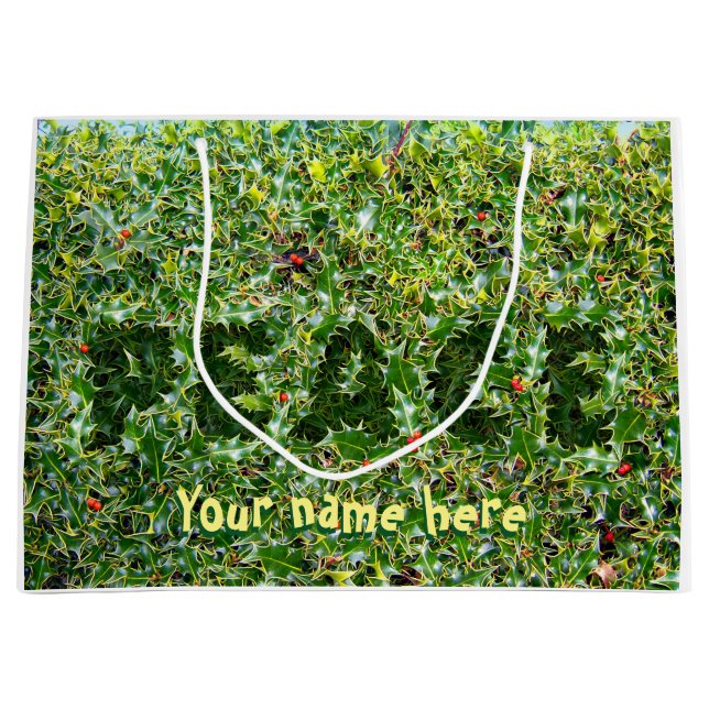 Stor glansig presentväska, prickly Peace Holly (Framsidan)