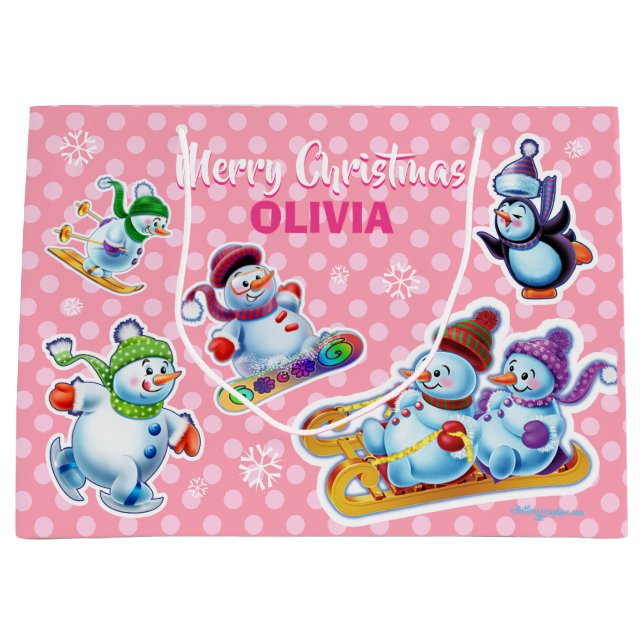 Stor glansig presentväska Winter Wonderland Snowfo (Framsidan)