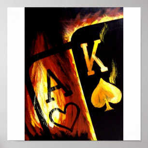 Stor glättad FLAMMANDE TOPP- KUNG för pokerkonst Poster