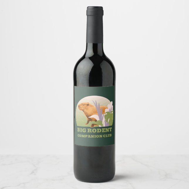 Stor Gnagare Kamratklubb Capybara Vinflaska Etikett (Framsida)