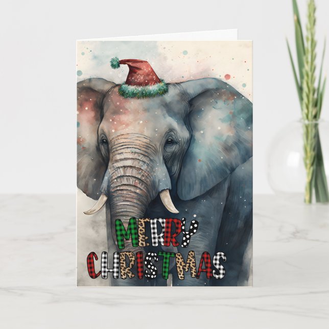 Stor God Jul Glad Jul Elefant Kort (Framsida)