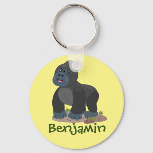 Stor gorilla-tecknad i lycklig nyckelring