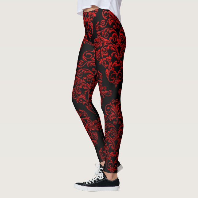 Stor gotisk damastast röd elegans leggings (Vänster)