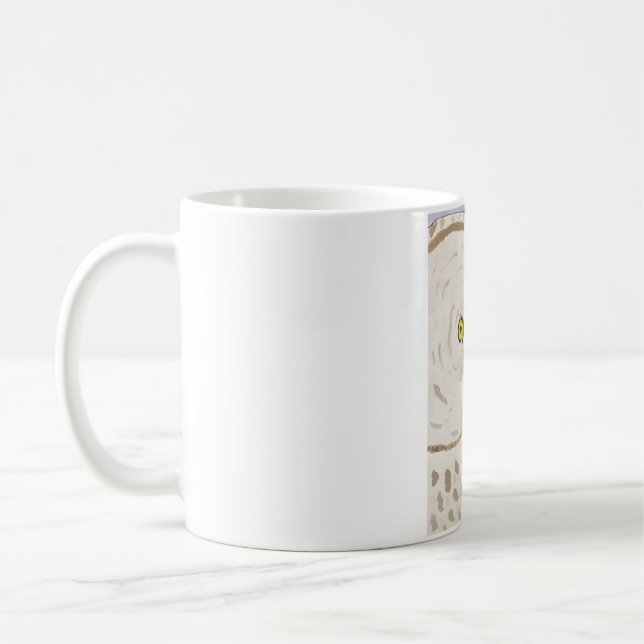 Stor Grå Uggla rolig uggla akvarell ansikte Kaffemugg (Vänster)