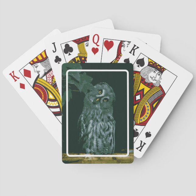 Stor grå uggla spel kort (Baksidan)