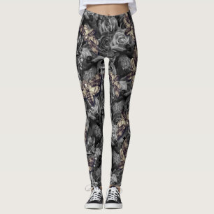 Stor Grått Dödschef Hawk Moths Gothic Raven Leggings