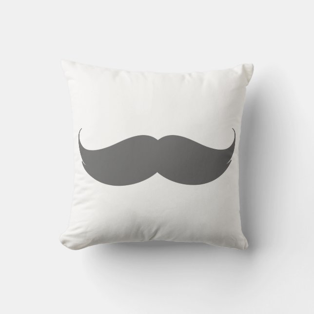 Stor Grått Mustache Cushion Kudde (Framsida)