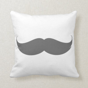 Stor Grått Mustache Cushion Kudde