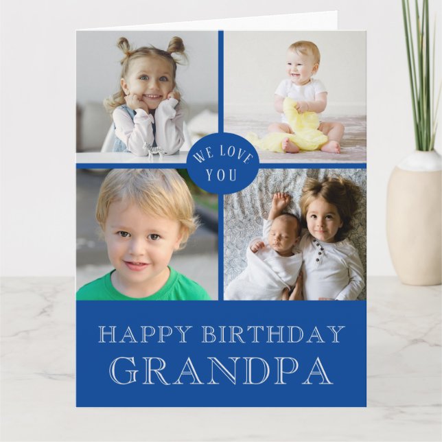 Stor Grattis på födelsedagen Grandpa Blue Photo Co Kort (Framsida)