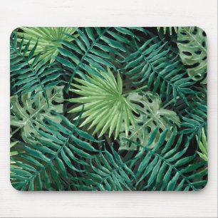 Stor grön Fernhandflatan och Monstera tropiska Musmatta