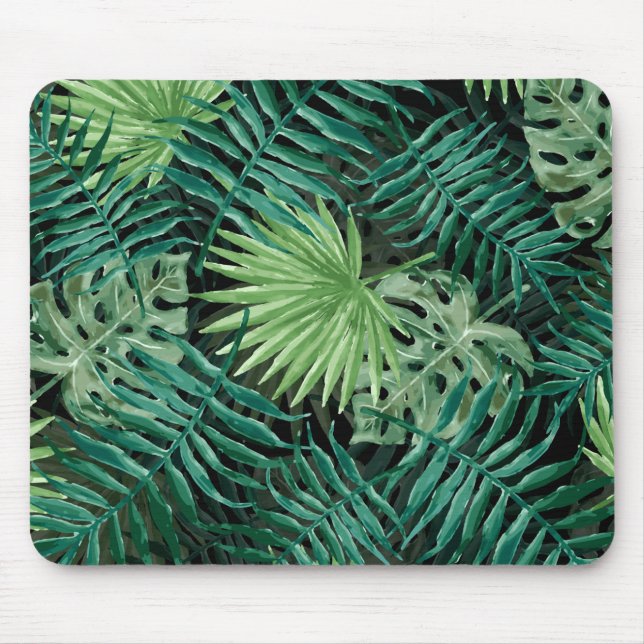 Stor grön Fernhandflatan och Monstera tropiska Musmatta (Framsidan)