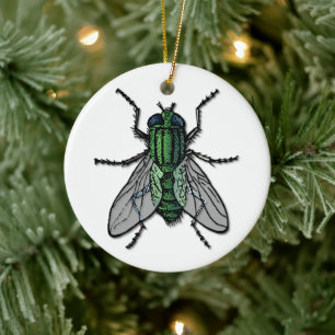 Stor Grön Fluga Julgransprydnad Keramik