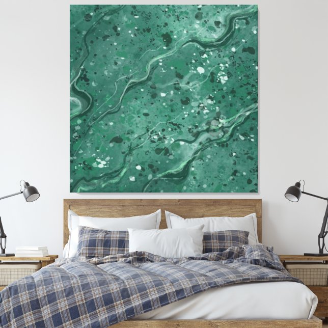 Stor grön marmor väggkonst dekoration canvastryck (Insitu (sovrum))