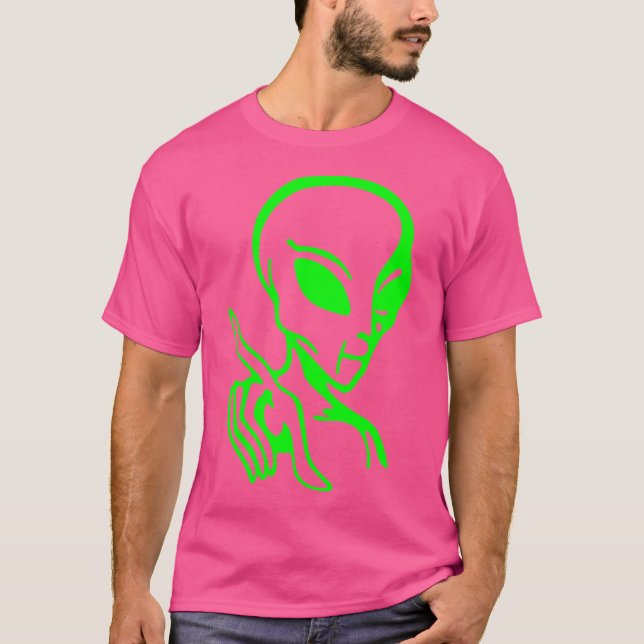 Stor Grönt Alien T Shirt (Framsida)