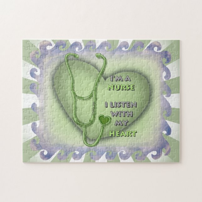 Stor grönt hjärtsköterska pussel (Horisontell)