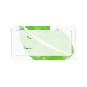 Stor Grönt Irish Lipstick Flot on Transparent BG Adressetikett