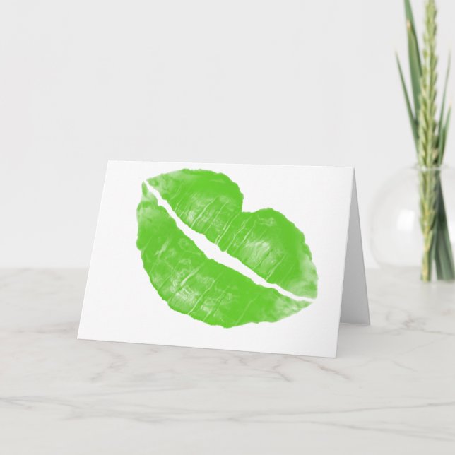 Stor Grönt Irish Lipstick Flot on Transparent BG Helgkort (Framsida)